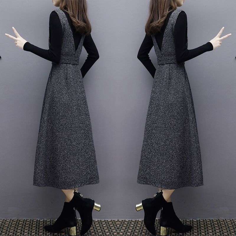 ロングワンピース ウールロングワンピース シンプルジャンパースカート