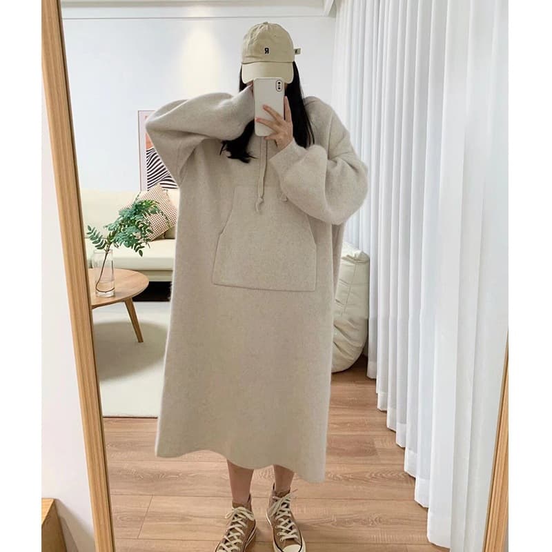 ロングワンピース あったかスウェットフードロング