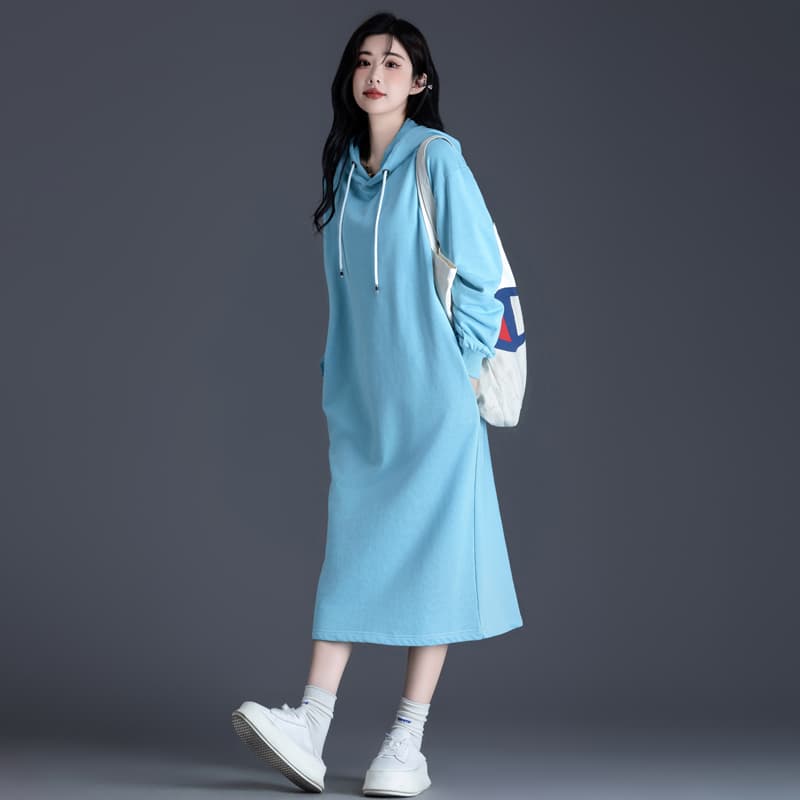 ロングワンピース ゆったりカジュアルパーカーワンピース
