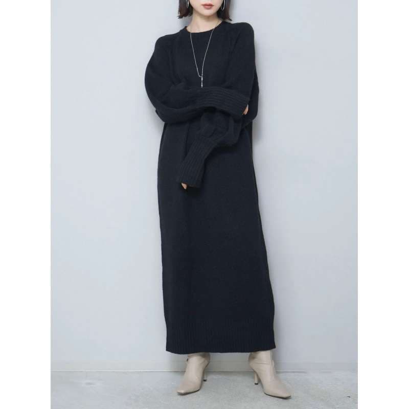 ロングワンピース オーバーサイズ リラックス ニットワンピース