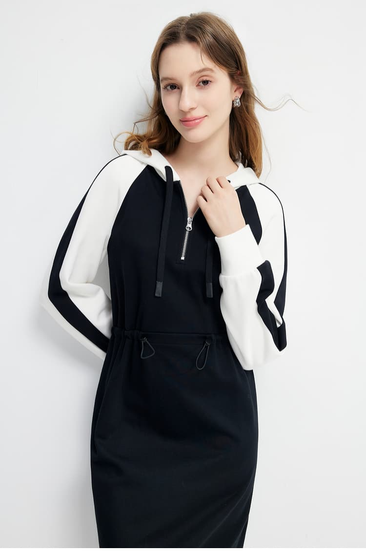 ワンピース スウェット スポーティハーフジップワンピース