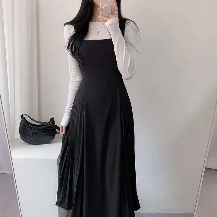 ロングワンピース しなやか優美シルエットジャンパースカート