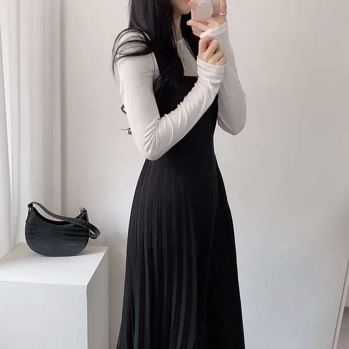 ロングワンピース しなやか優美シルエットジャンパースカート