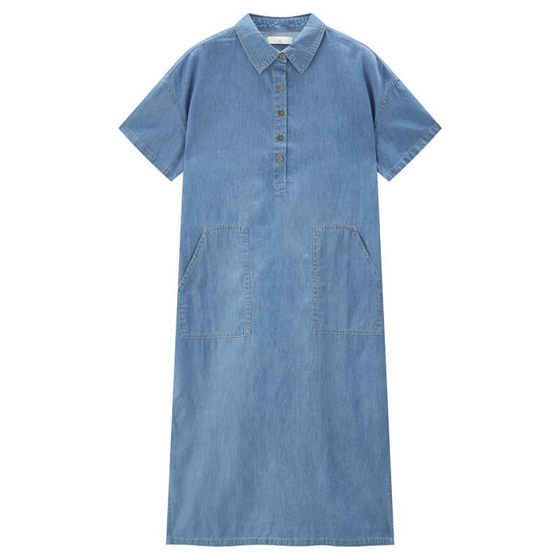 ロングワンピース リラックス楽ちんデニムワンピース