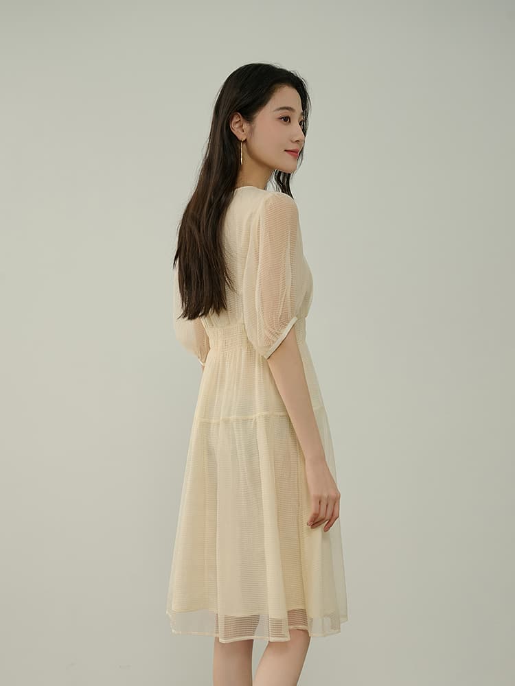 ロングワンピース レース 透かしレース優美ワンピース