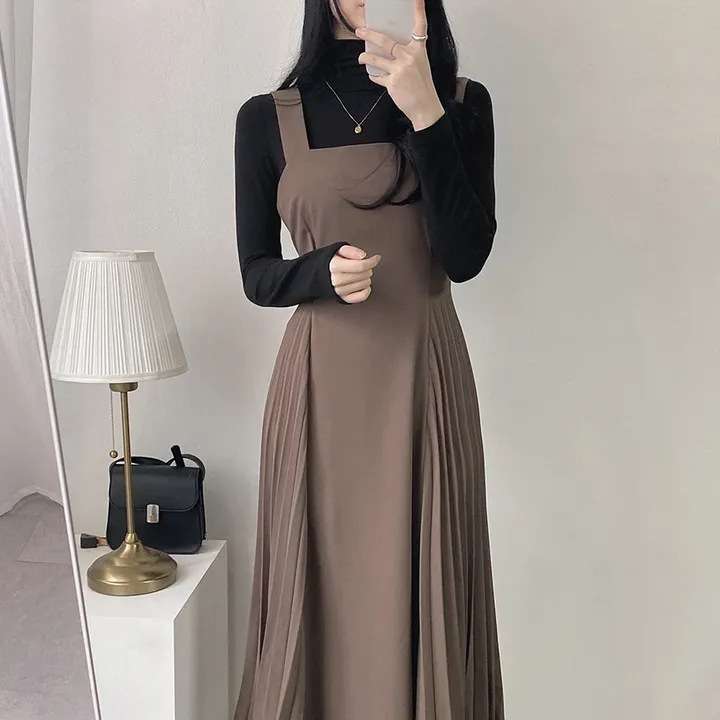 ロングワンピース しなやか優美シルエットジャンパースカート