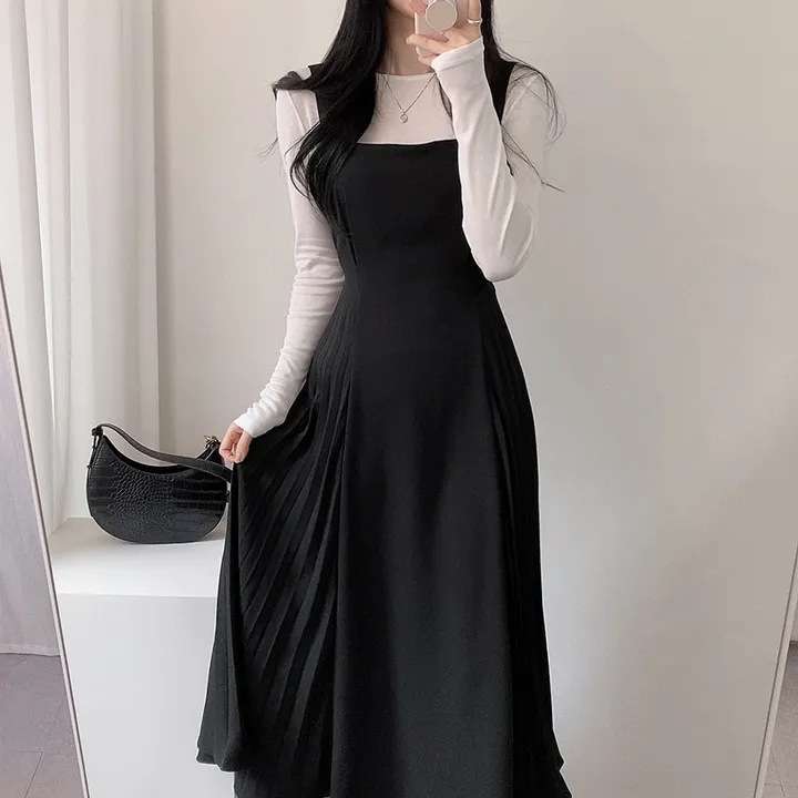 ロングワンピース しなやか優美シルエットジャンパースカート