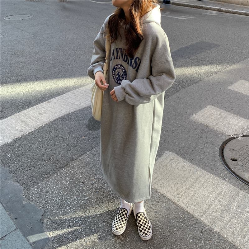 ロングワンピース ゆったりルーズパーカーワンピース