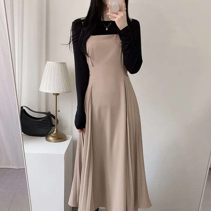 ロングワンピース しなやか優美シルエットジャンパースカート