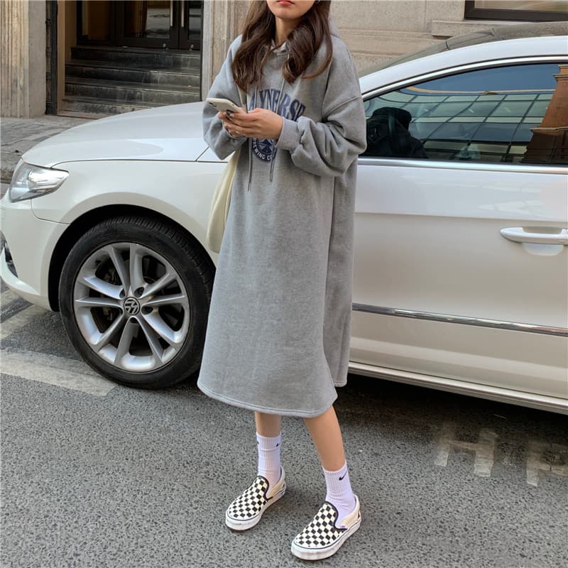 ロングワンピース ゆったりルーズパーカーワンピース