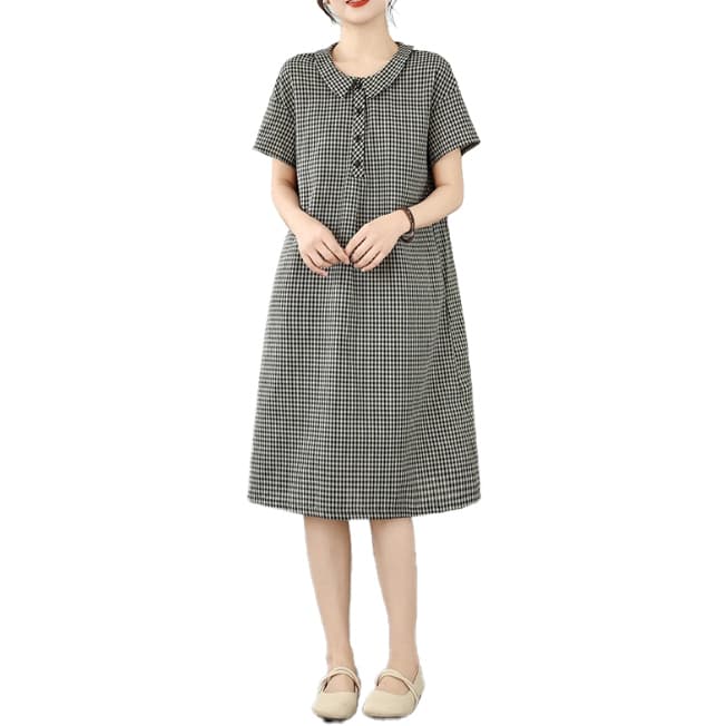 ロングワンピース 二〇二六年新作 女性用 ギンガムチェック シャツワンピース