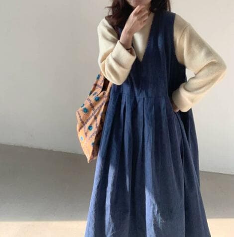 ロングワンピース レディース フレア ロング ワンピース コーデュロイ チュニック