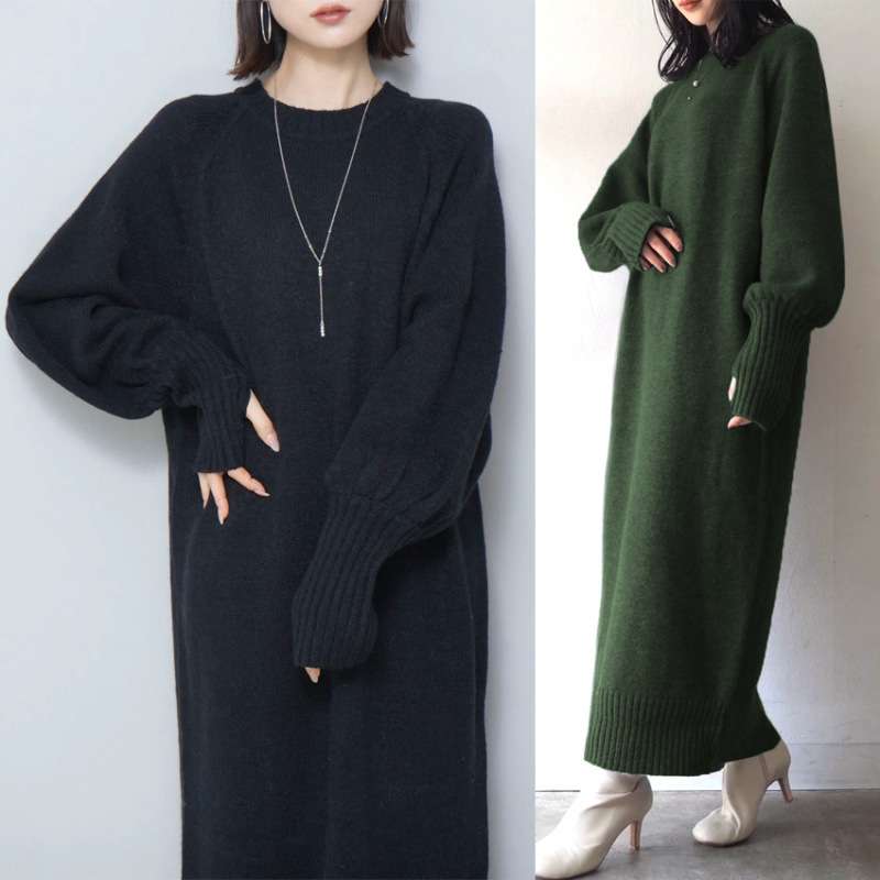 ロングワンピース オーバーサイズ リラックス ニットワンピース