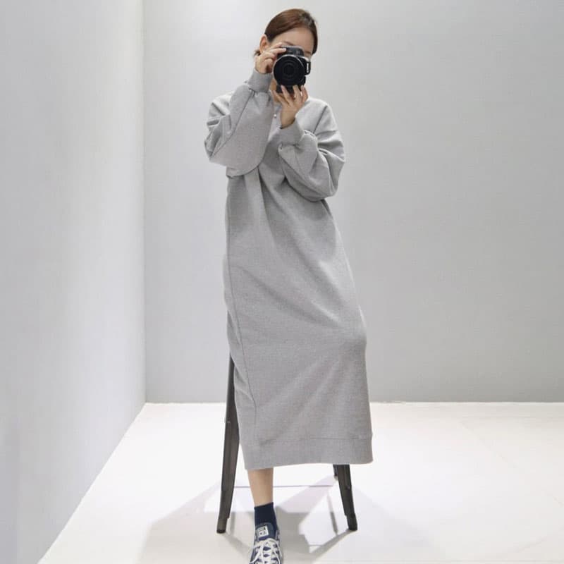ロングワンピース スウェット ゆったりシルエット くつろぎロングワンピース