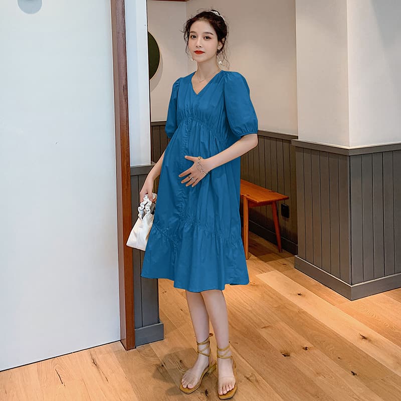 ロングワンピース シャツ 五分袖ティアードシャツワンピース