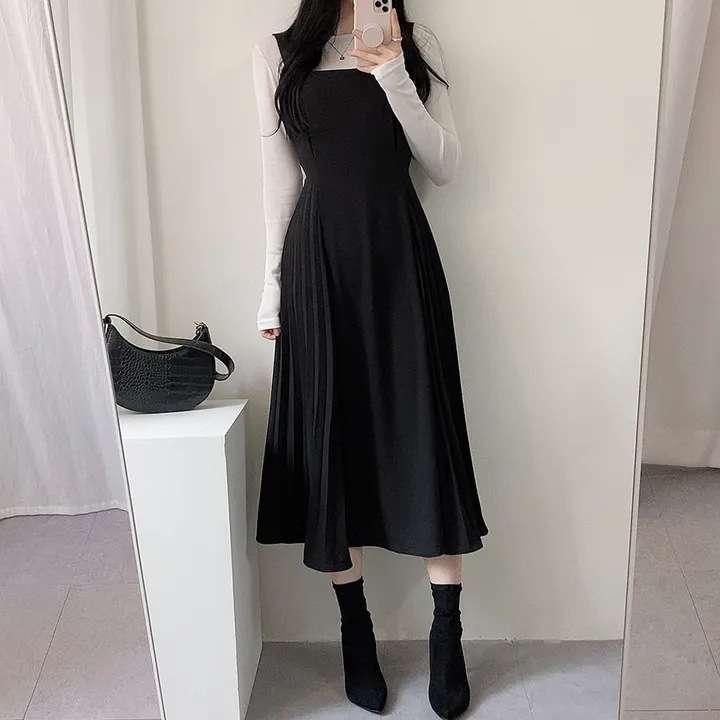 ロングワンピース しなやか優美シルエットジャンパースカート