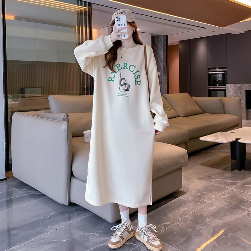 ロングワンピース スウェット ゆったりリラックススウェットワンピース