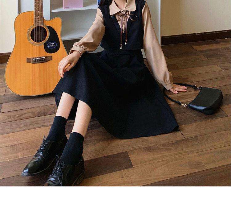 ロングワンピース クラシカル リボン ジャンパースカート