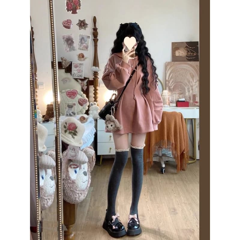 ロングワンピース ふんわり袖のゆったりスウェットミニワンピース