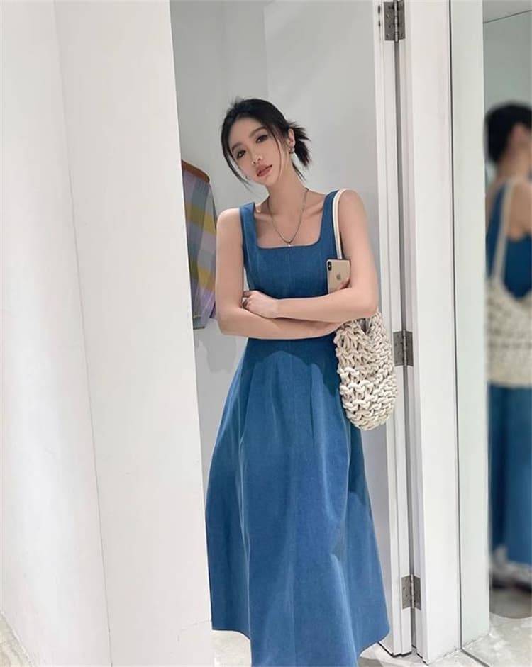 ロングワンピース 夏の大人上品ノースリーブ長袖丈一枚着