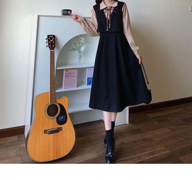 ロングワンピース クラシカル リボン ジャンパースカート