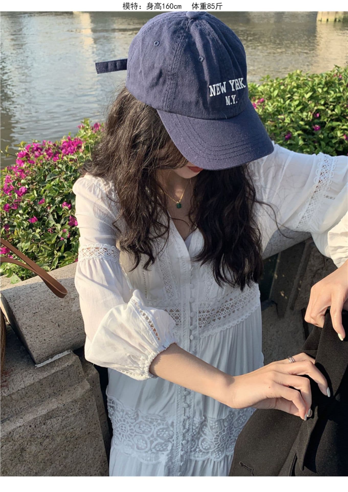 ロングワンピース 優美なレース切替フェミニンマキシワンピース