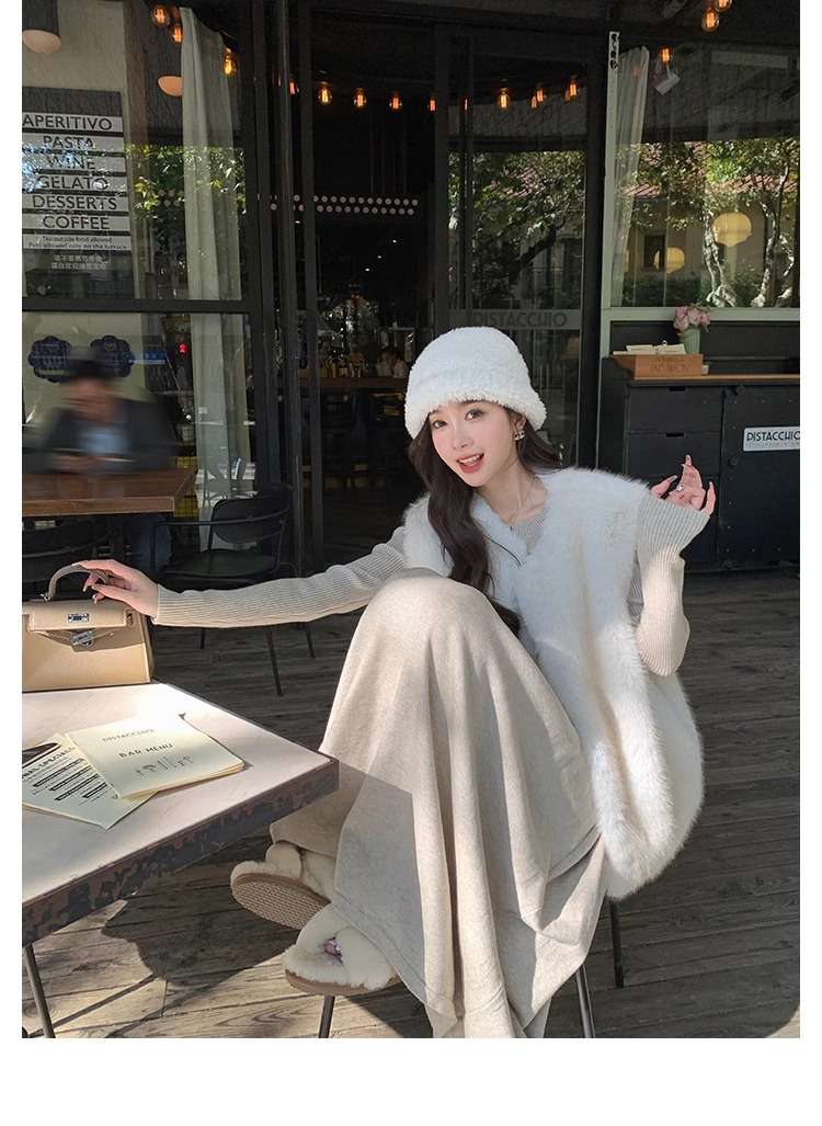 ロングワンピース シャーリング プリンセスニットワンピース