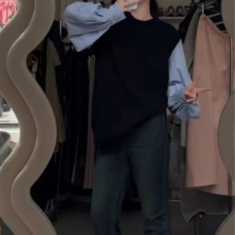ロングワンピース コットン袖切替ロングワンピース