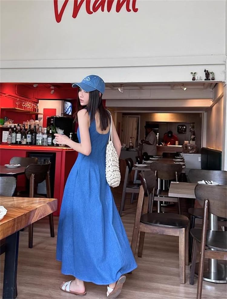 ロングワンピース 夏の大人上品ノースリーブ長袖丈一枚着