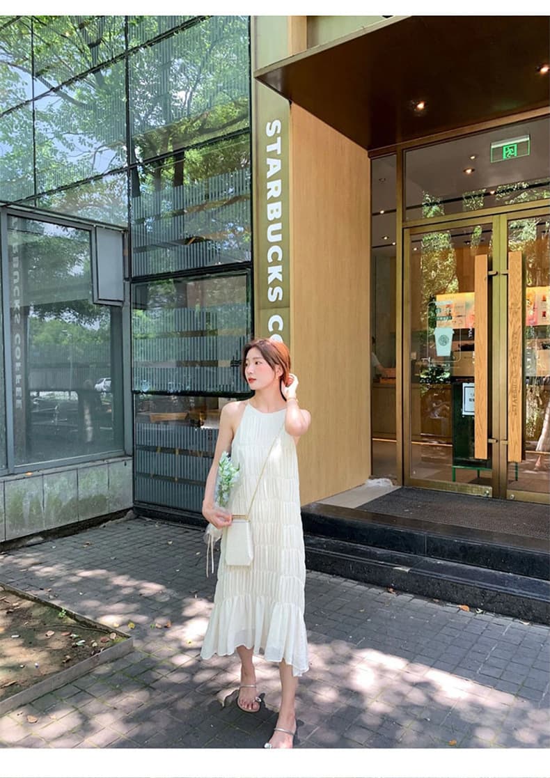 ロングワンピース なめらかプリーツロングワンピース