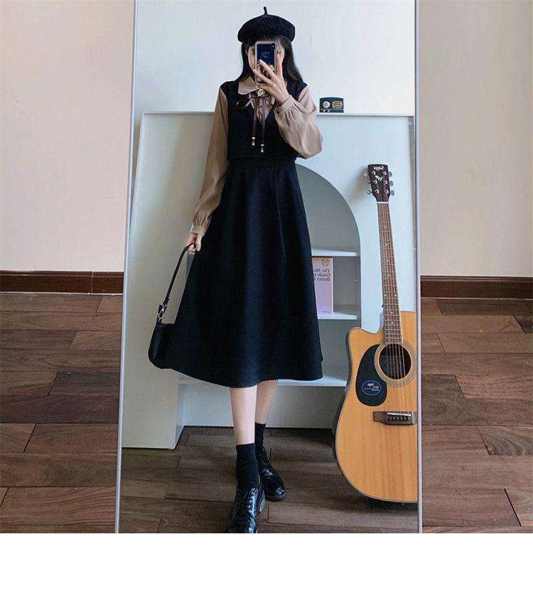 ロングワンピース クラシカル リボン ジャンパースカート