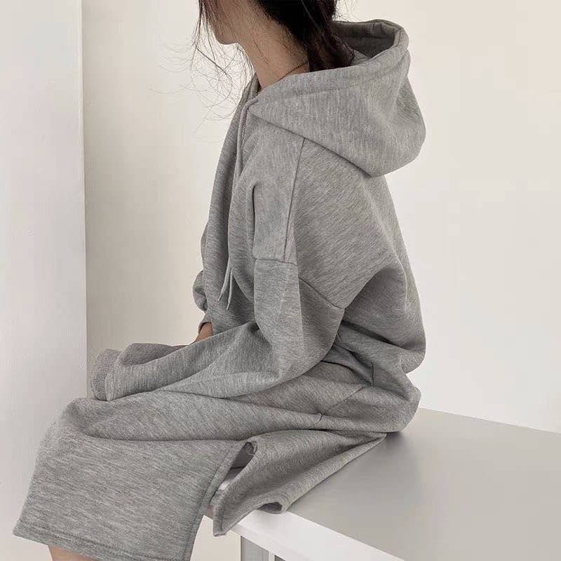 ロングワンピース シンプル パーカー ロング ワンピース