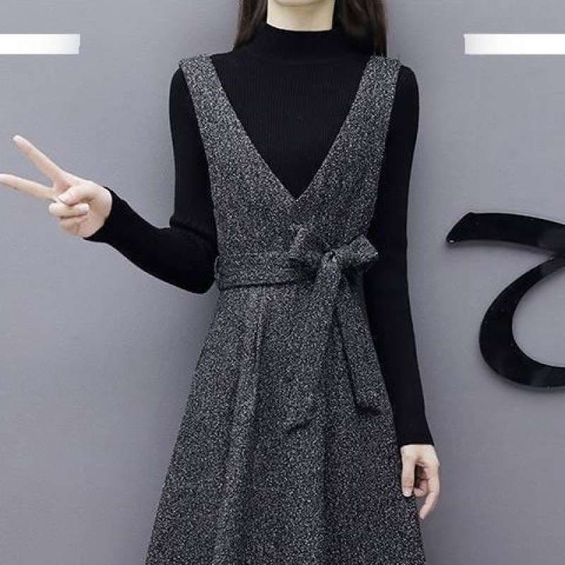 ロングワンピース ウールロングワンピース シンプルジャンパースカート