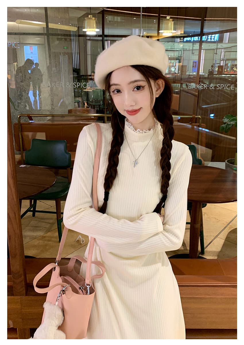 ロングワンピース 優美なフレア レースワンピース