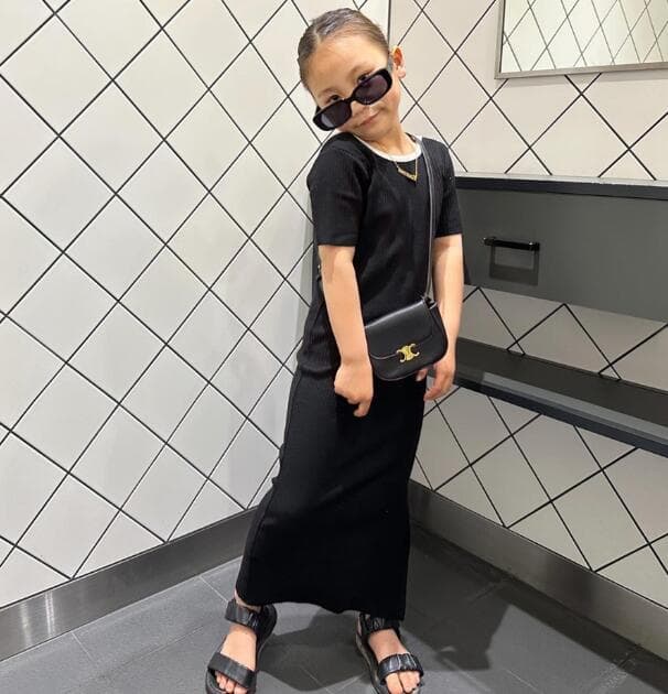 2025新作 親子服 キッズ カジュアル ロングワンピース 100-150