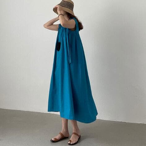 ロングワンピース 女性用ノースリーブ長袖ワンピース丸首復古風上品