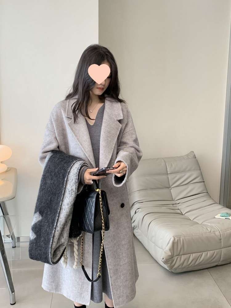 ロングワンピース ゆったりリラックス長袖ニット素材ワンピース
