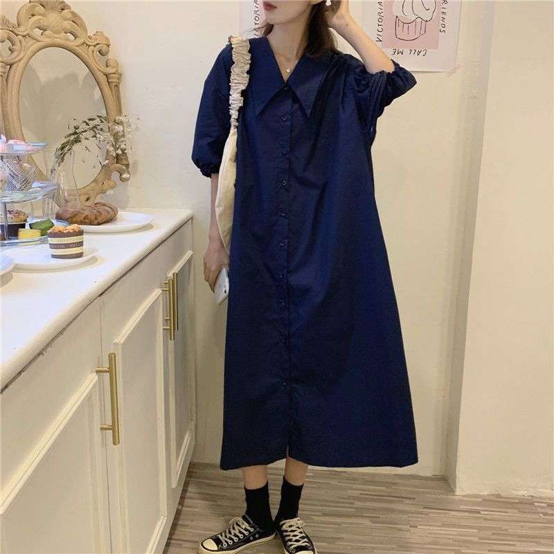 ロングワンピース ふんわり袖のナチュラルワンピース