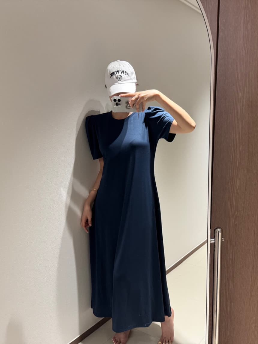 ロングワンピース 韓国風おしゃれ丸首マキシワンピース半袖