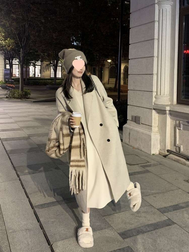 ロングワンピース ゆったりリラックス長袖ニット素材ワンピース
