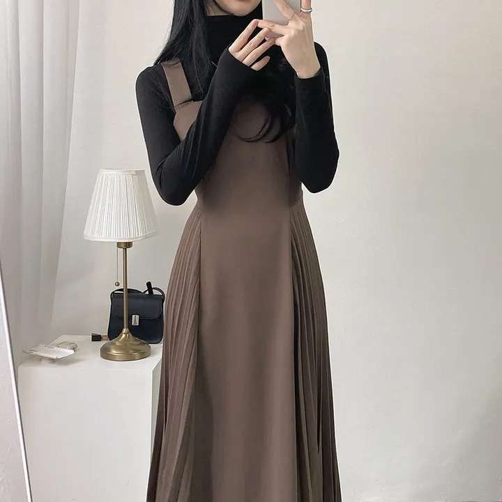 ロングワンピース しなやか優美シルエットジャンパースカート