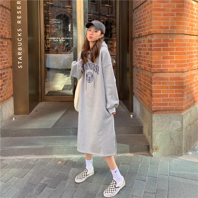 ロングワンピース ゆったりルーズパーカーワンピース