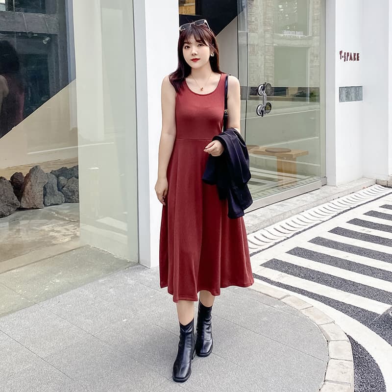 ロングワンピース ニット ゆったりラインニットロングワンピース