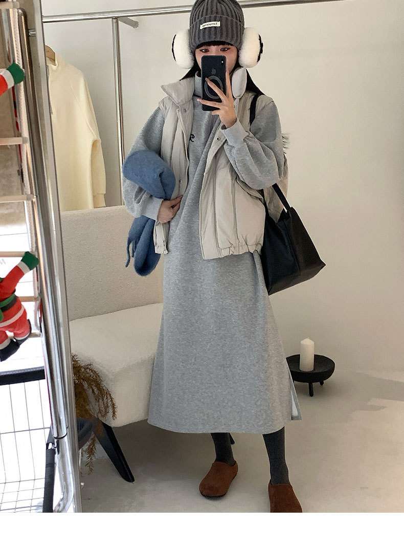 ロングワンピース ゆったりスウェットワンピース