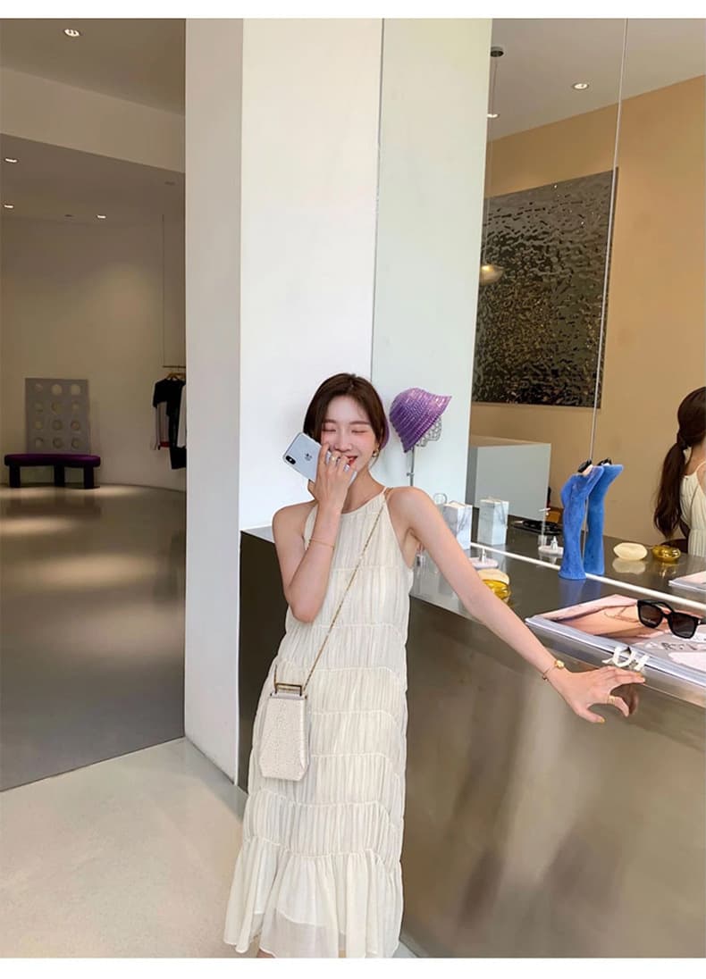 ロングワンピース なめらかプリーツロングワンピース