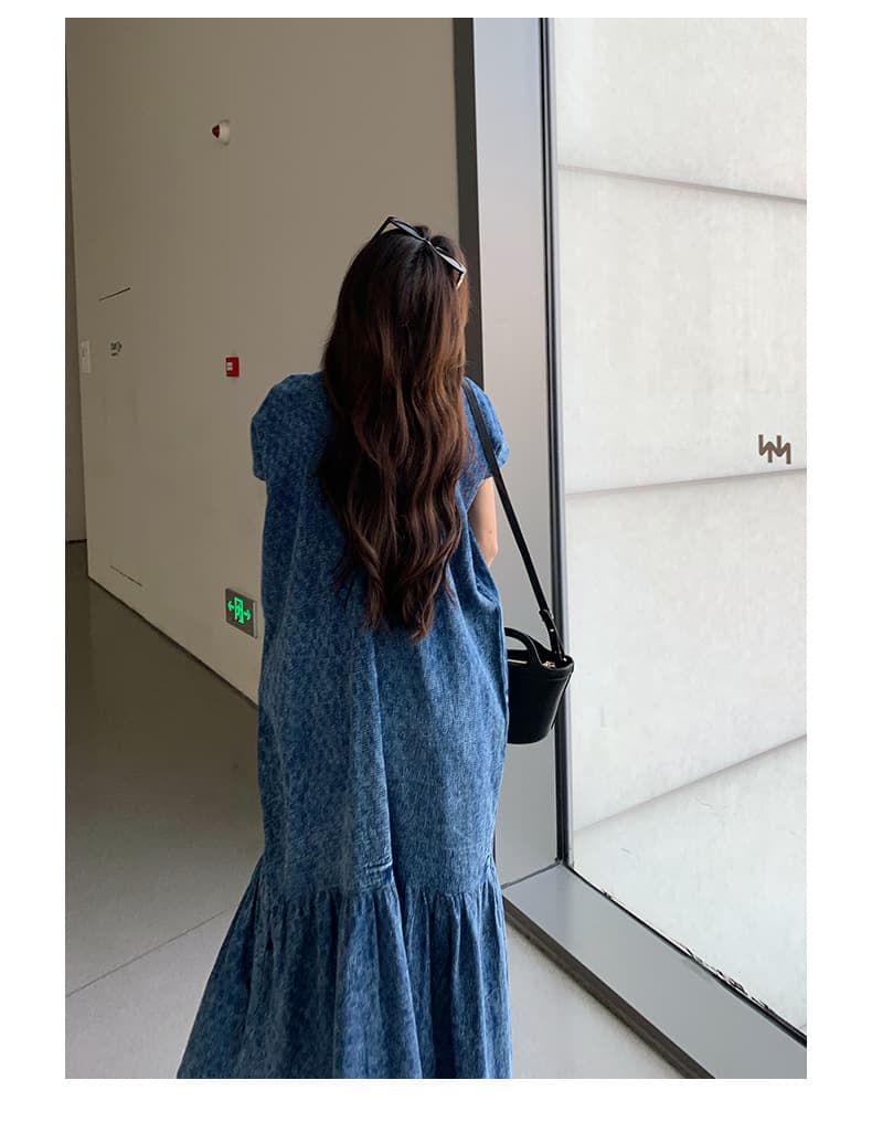 ロングワンピース ゆるふわフレアデニムロングワンピース