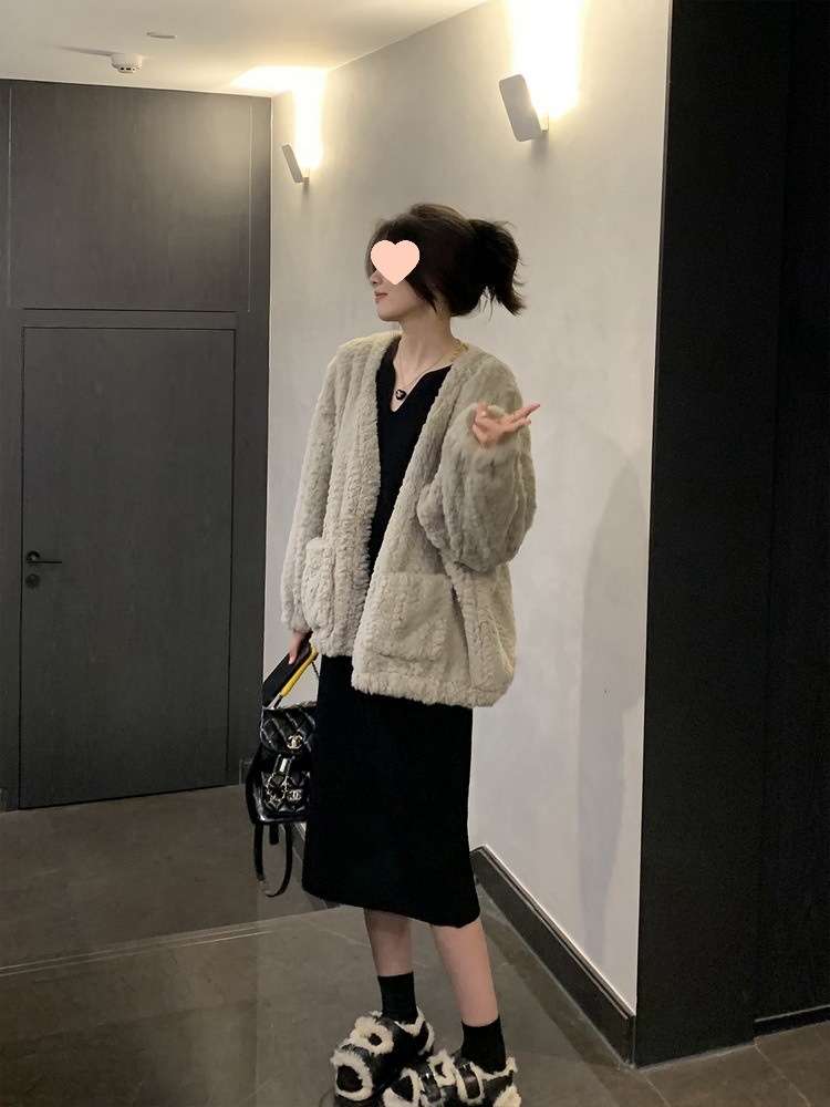 ロングワンピース ゆったりリラックス長袖ニット素材ワンピース