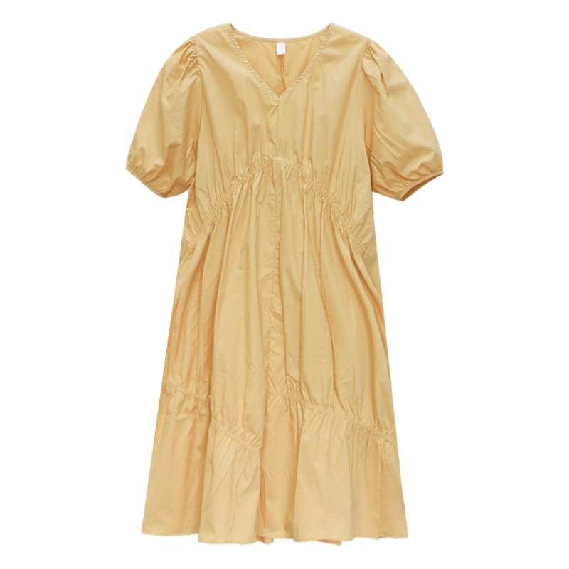 ロングワンピース シャツ 五分袖ティアードシャツワンピース