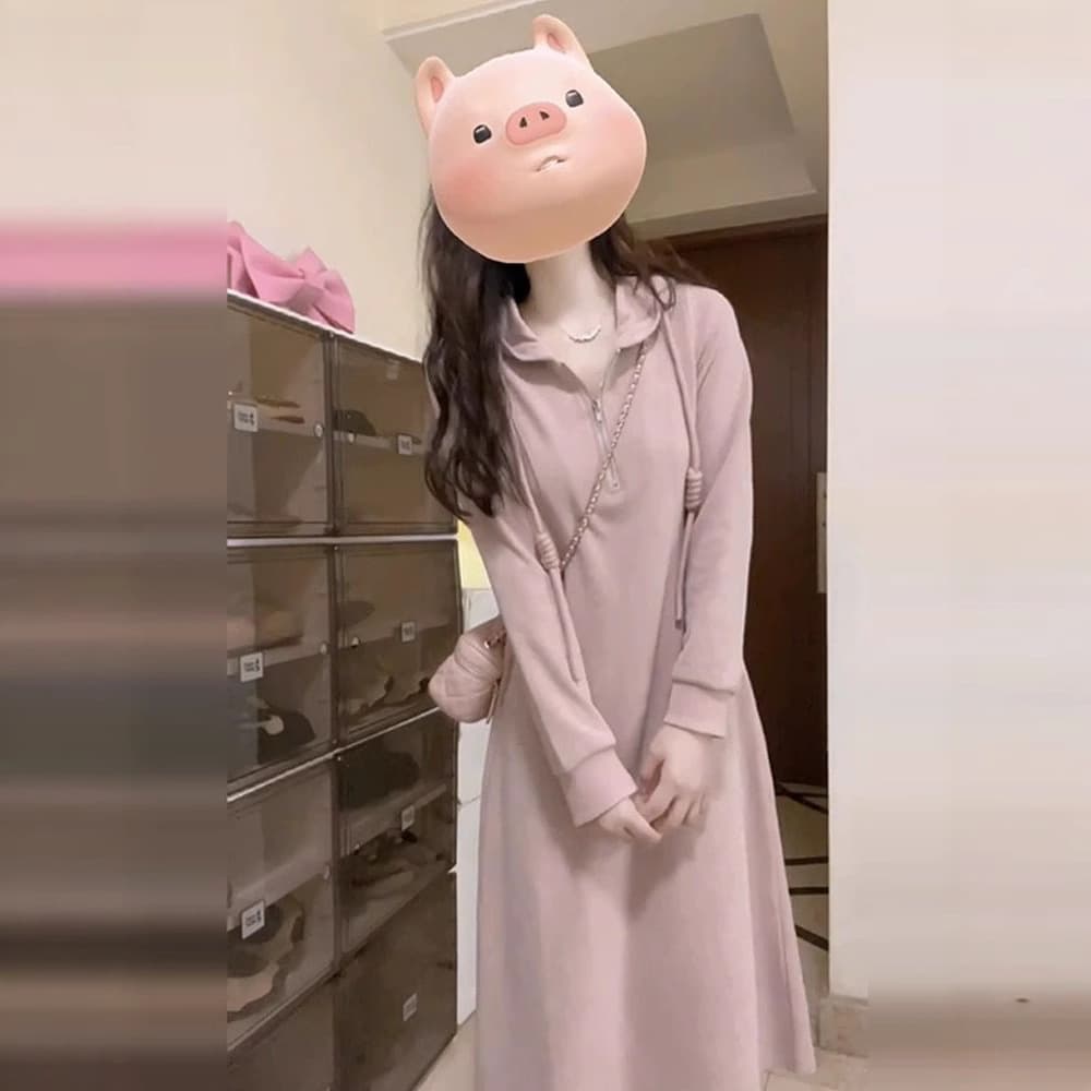 ロングワンピース スタイルアップスウェットワンピース