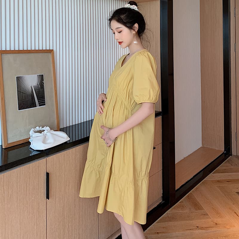 ロングワンピース シャツ 五分袖ティアードシャツワンピース